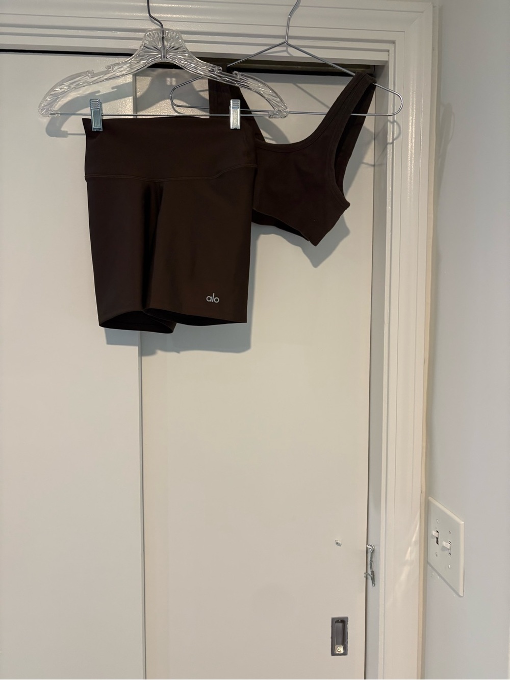 Alo Yoga Espresso Brown Wellness Bra & High-Waist Biker Short Set